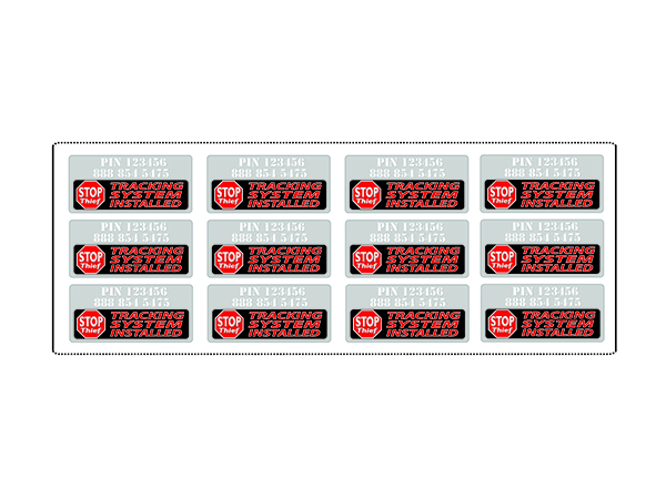 UVlabels12 - Preprinted serialized UV permanent parts marking labels - 100 sets of 12 each